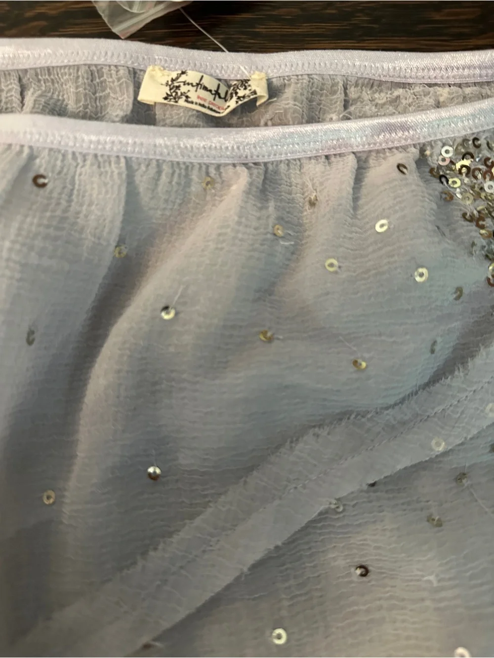 Embellished Light Blue Chiffon Skirt - Picture 3 of 6
